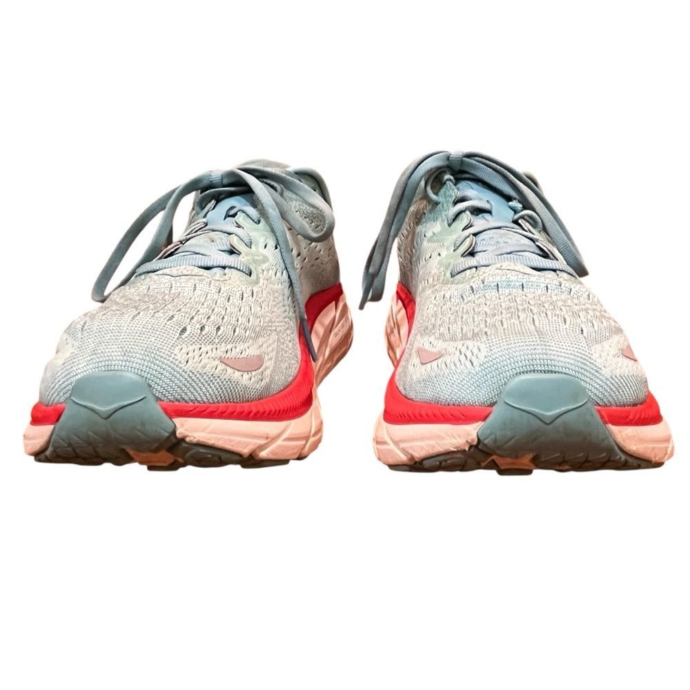 Hoka One One Sneakers Clifton 8 Light Blue Red Ning Shoes Performance Athletic - Picture 9 of 15